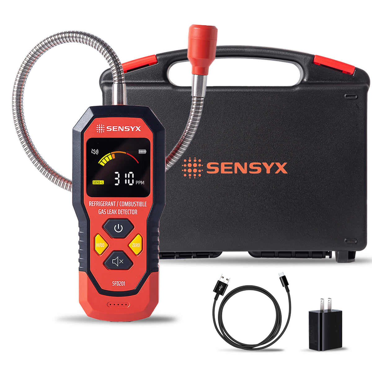 SENSYX SFD201 · Refrigerant + Combustible Gas Leak Detector · 2-in-1