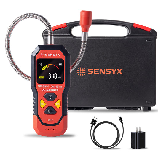SENSYX SFD201 · Refrigerant + Combustible Gas Leak Detector · 2-in-1