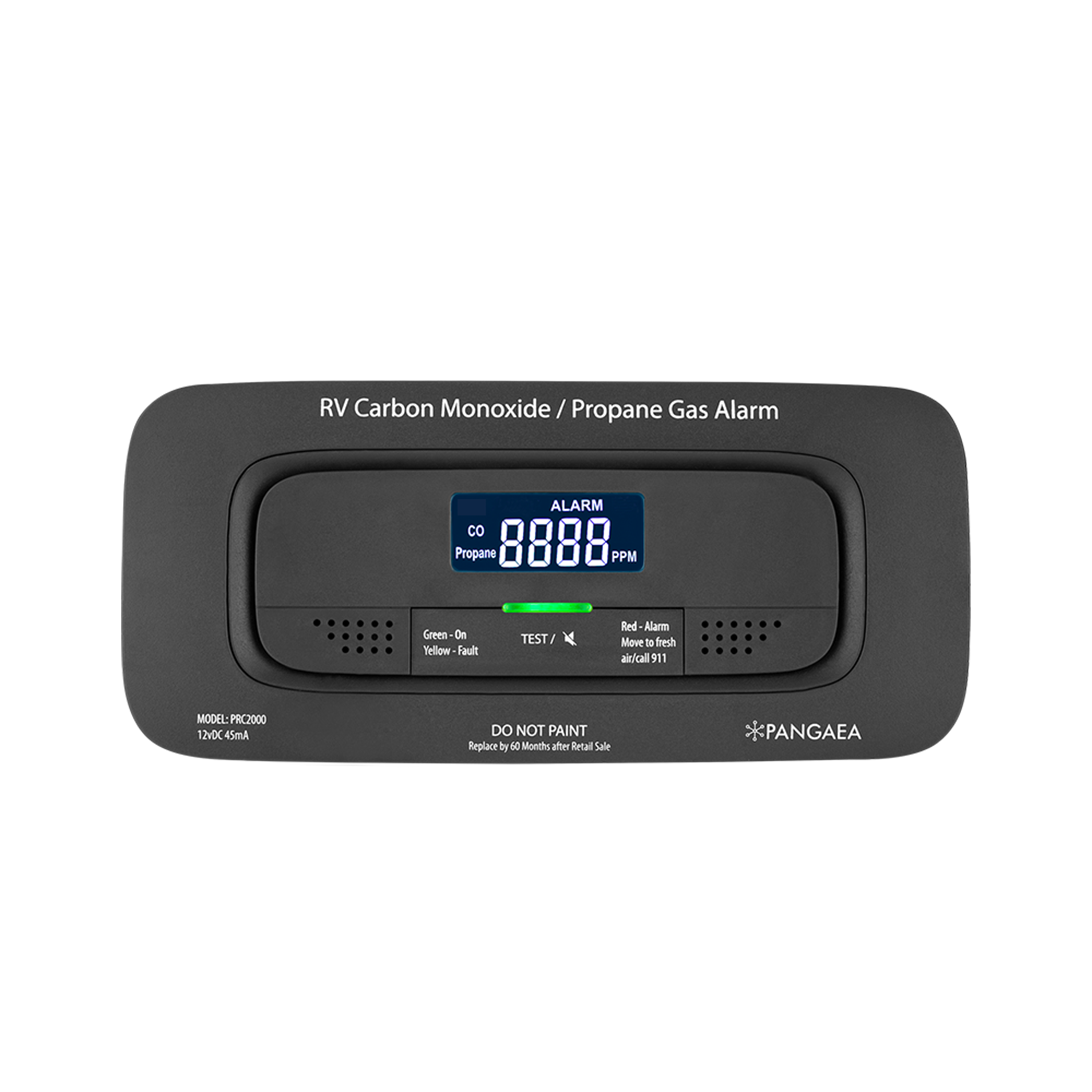 PANGAEA PRC2000 black flush-mount RV propane and CO detector